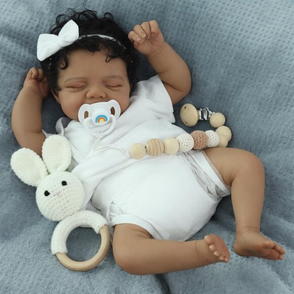 18 Inch Reborn Baby Doll Black Boy Realistic Newborn African American Gift - Picture 4 of 9